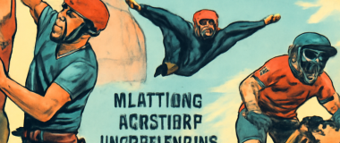 Självporträtt av en äldre man med vitt skägg och glasögon, iförd en blå tröja, sittande vid ett träbord i ett solbelyst rum med gröna växter i bakgrunden.